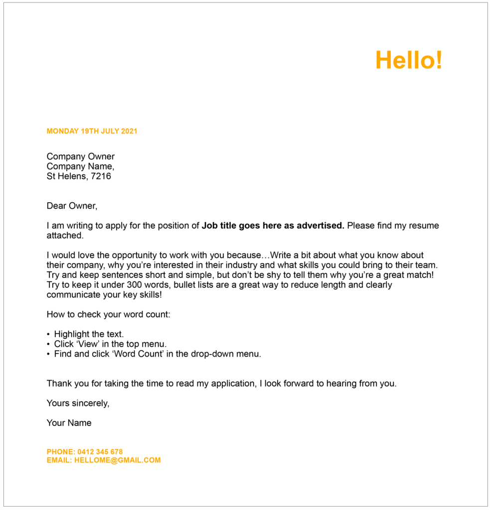 Cover Letter Template