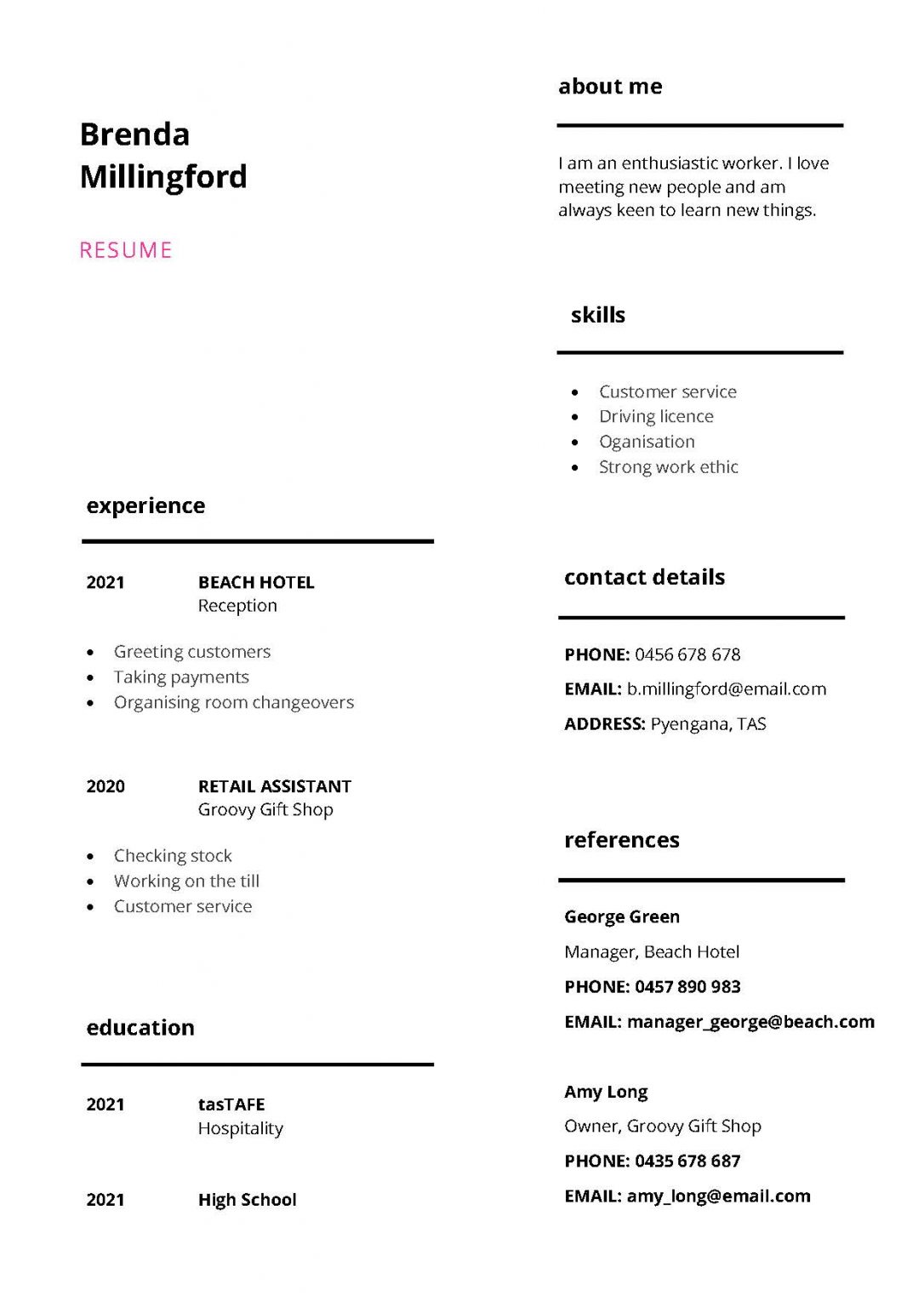 resume and cover letter gold coast